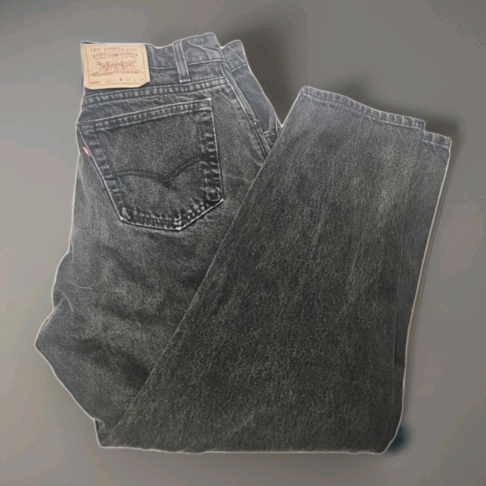 Vintage Levis Jeans 560 Size 36x30 Black Loose Fit Tapered Leg Classic USA 90s